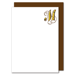 green fancy initial stationery