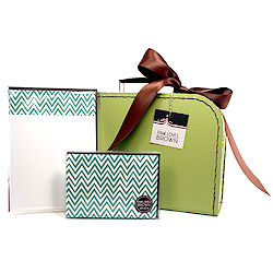 green zigzags suitcase set