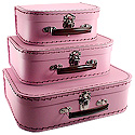 pink paper suitcases