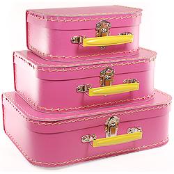 hot pink paper suitcases