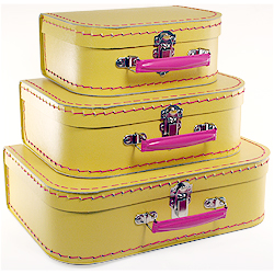 yellow paper suitcases
