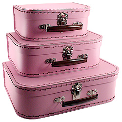 pink paper suitcases : pink loves brown